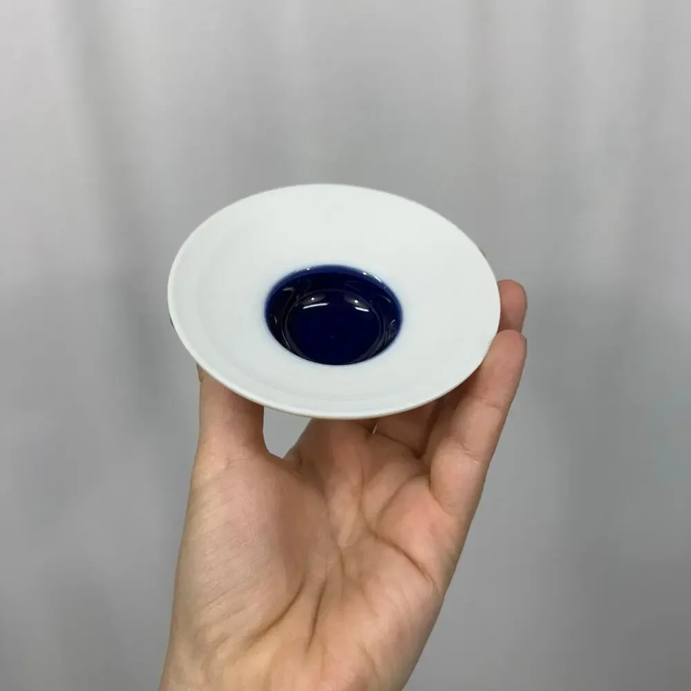 Crate & Barrel Dot Dish Blue 4